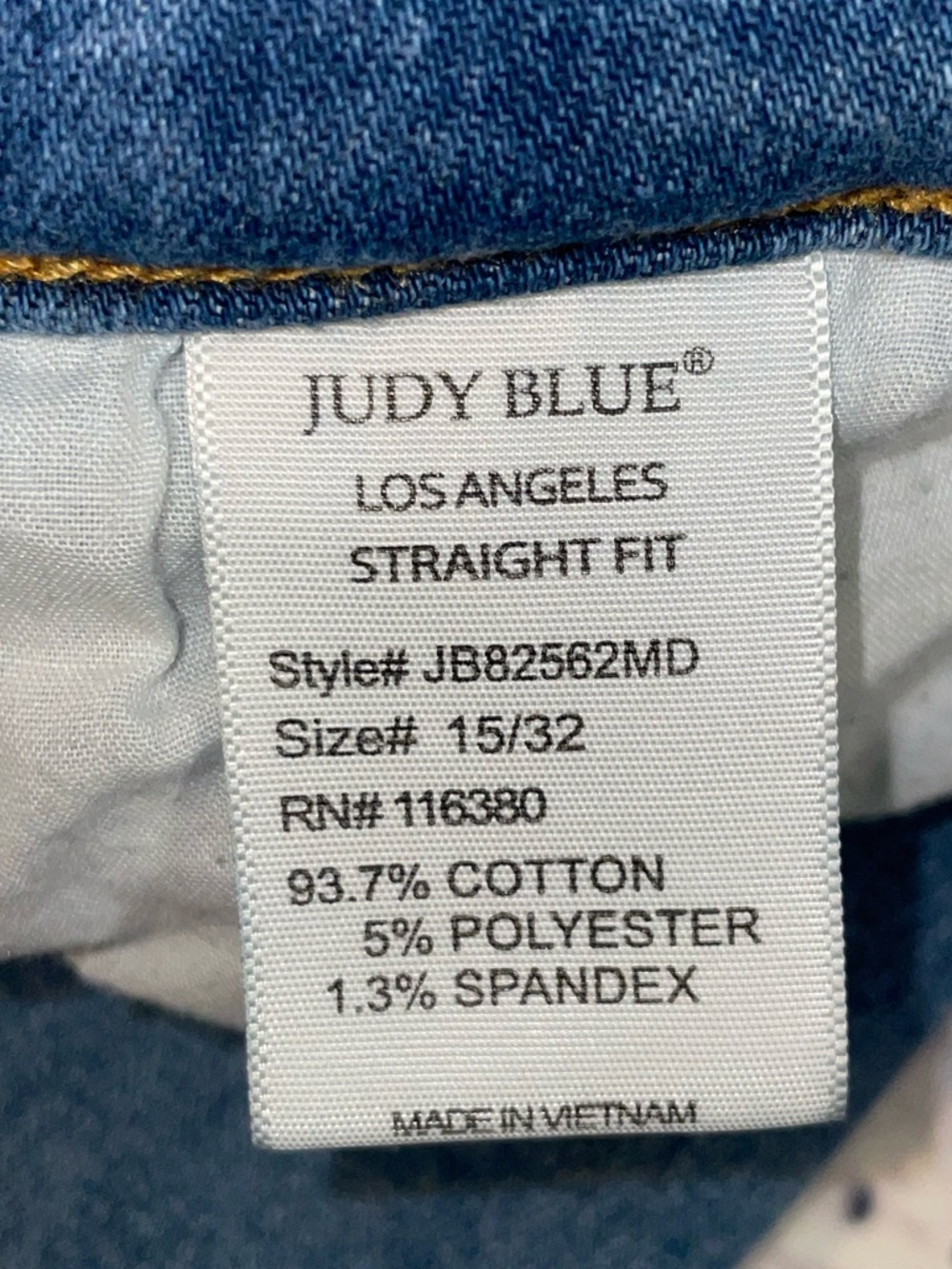 Judy Blue Straight Fit High Rise Jeans Size 15(32) - Picture 6 of 6